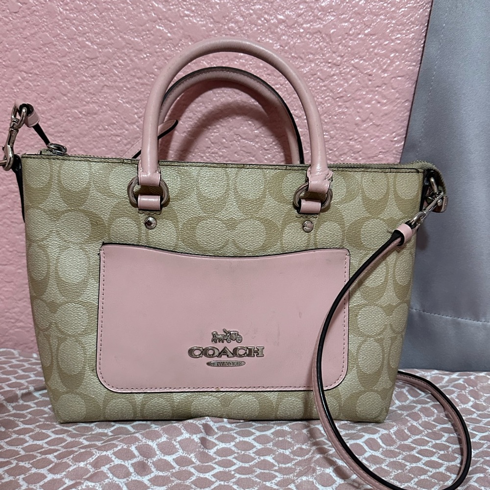 Coach Beige and Pink Satchel Bag